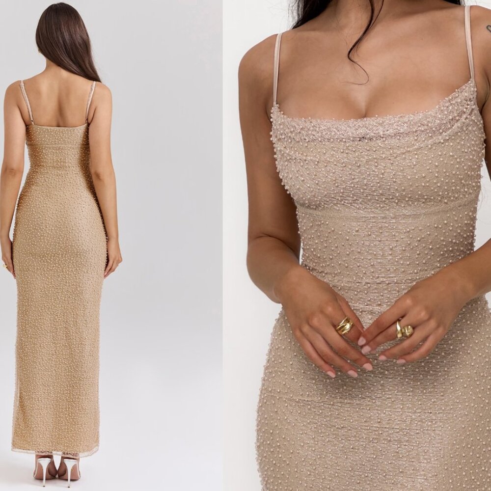 HOUSE OF CB 'Calla' Seapearl Embellished Maxi Dress NWT - Picture 4 of 11